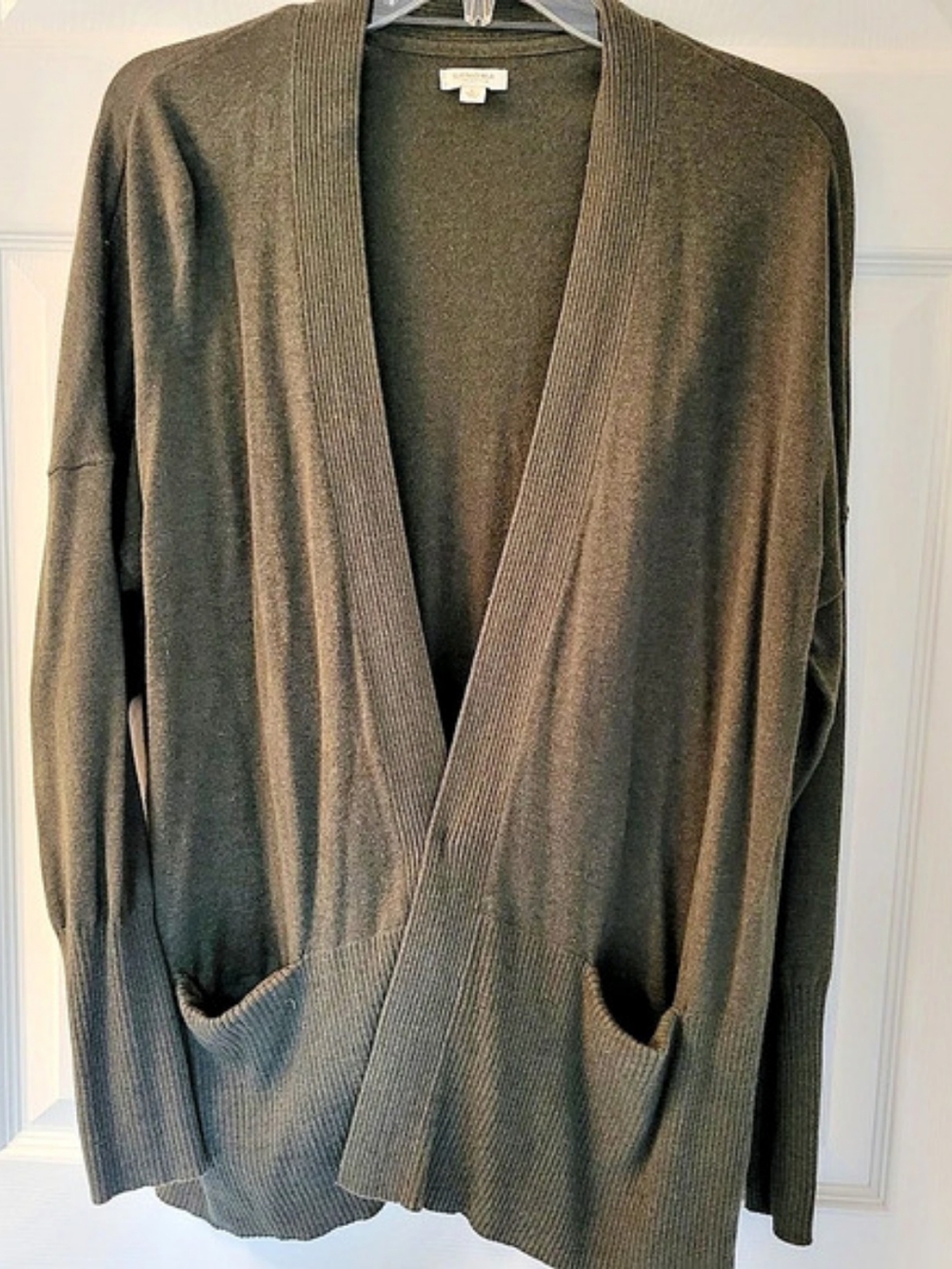 Sonoma Goods For Life Ribbed Open-Front Cardigan in Olive Green - Large